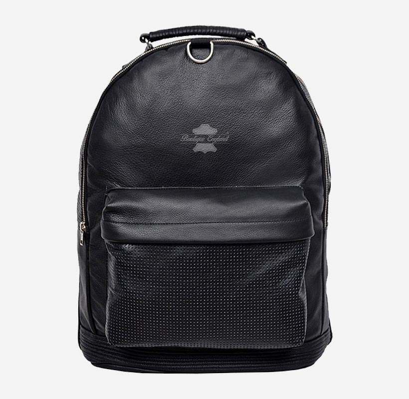 black leather backpack uk Men's Leather Backpack Classic Leather Laptop Bag Backpack Black