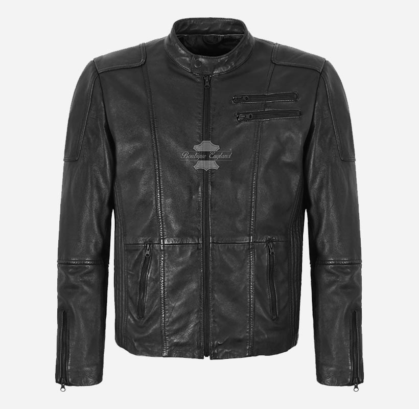 MATTEO Biker Leather Jacket For Mens Waxed Leather Moto Jacket