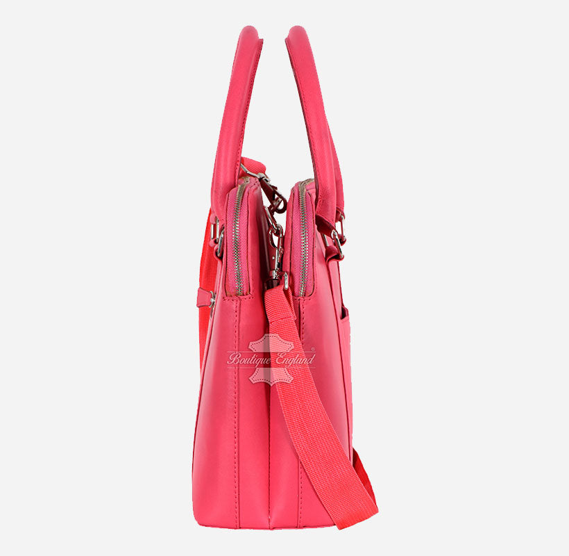 Women Crossbody Tote Bag in Soft Pink Leather