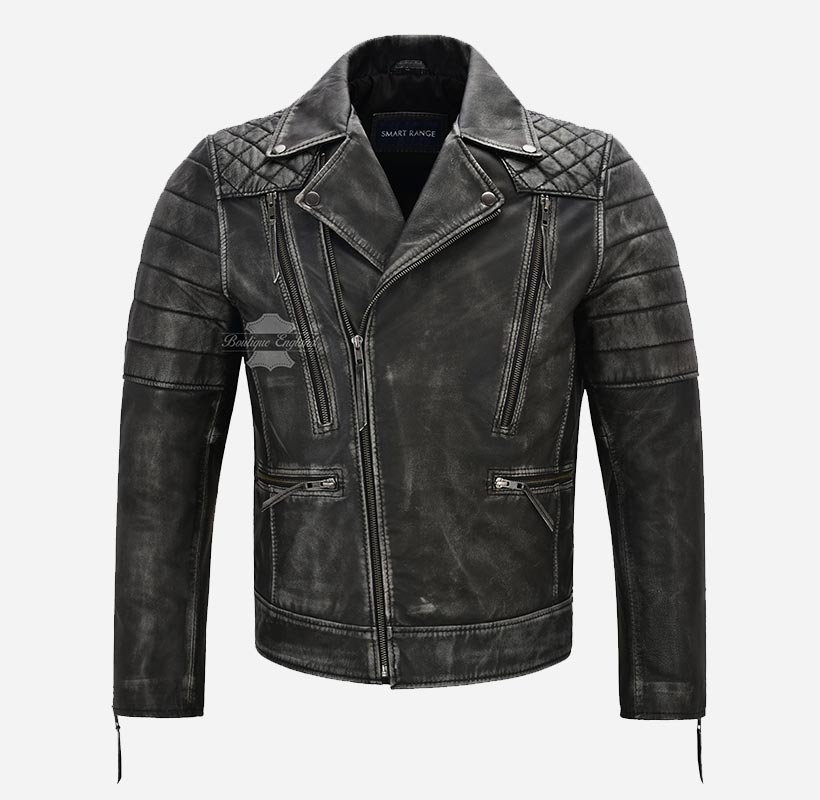CHROME CRUISER Vintage Biker Leather Jacket Men's Leather Jacket