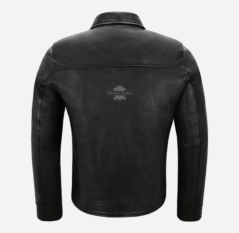 LOOPER Men's Black Leather Jacket Vintage Style Leather Jacket