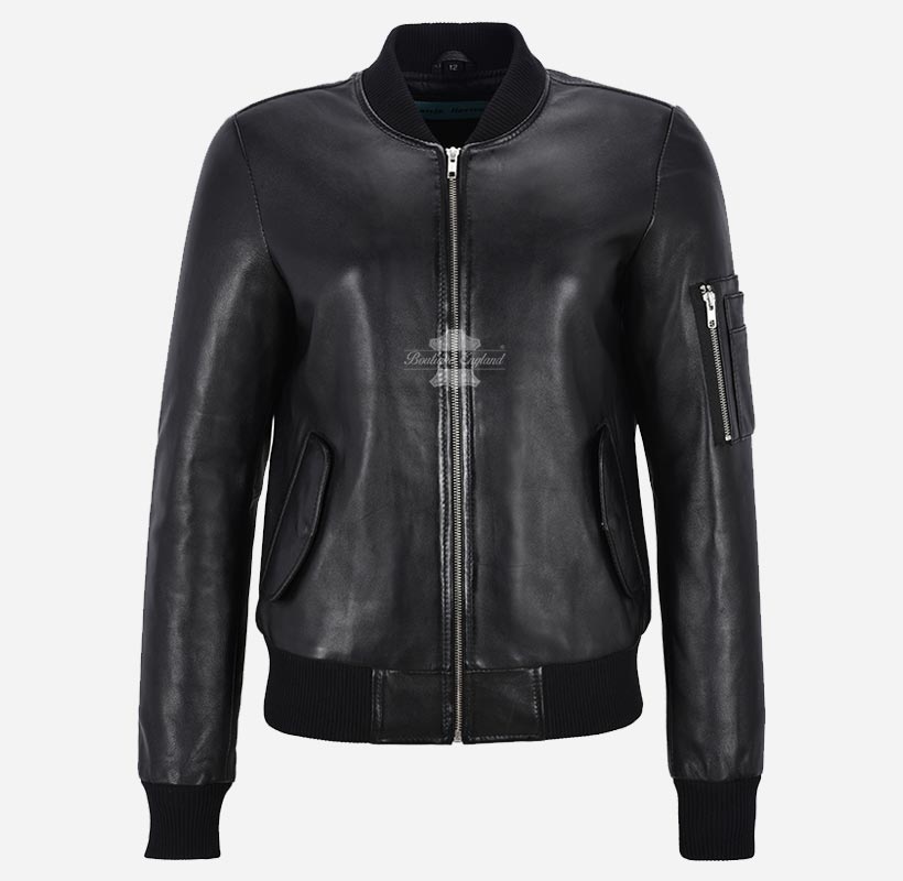 RIVERBROOK Ladies Leather Bomber Jacket Casual Fashion Jacket