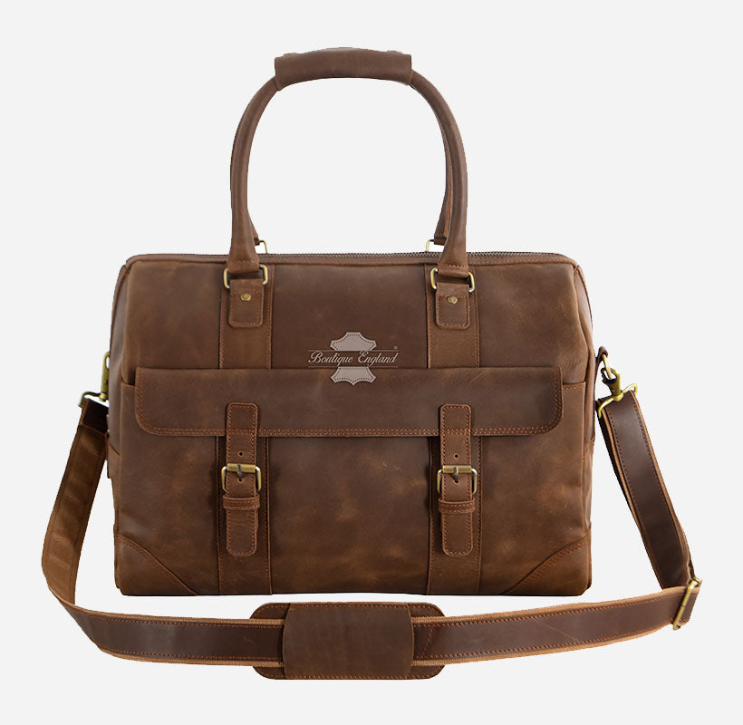 Medium Leather Holdall in Brown Travel Luggage Duffle Bag