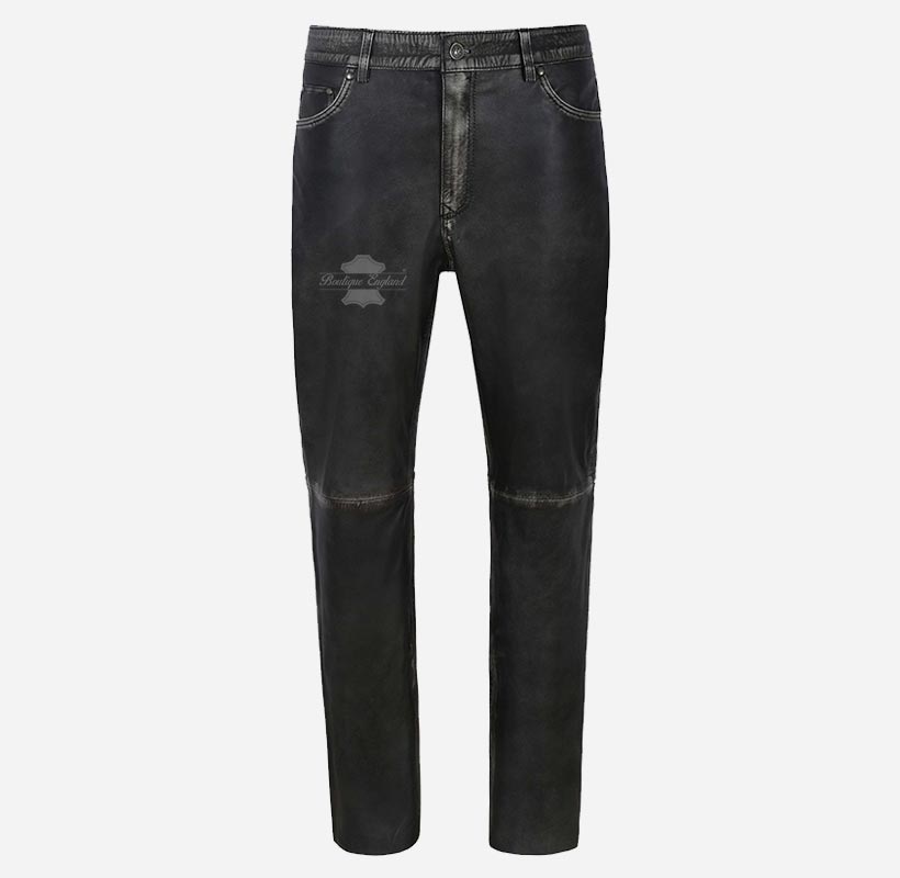 501 Men's Leather Jeans Casual Soft Leather Pants Trousers