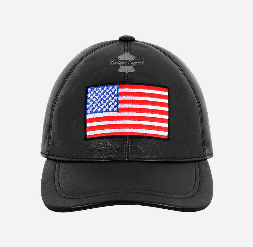 USA Baseball Cap American Flag Hat | Embroidered Leather Golf Cap