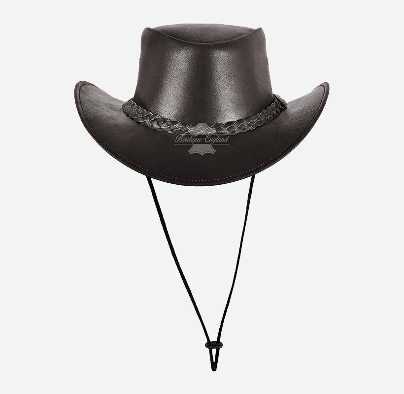 Australian Western Style Cowboy Hat Real Leather with Chin Strap