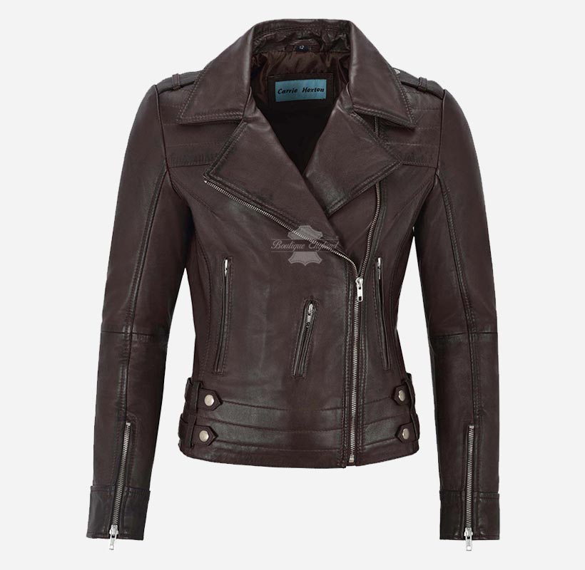 JOSIE WOMEN'S LEATHER BIKER JACKET Real Leather Fashion Jacket