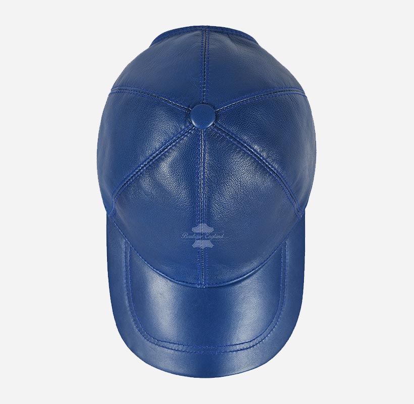 Versatile Unisex Leather Baseball Caps Hats - Blue & Red