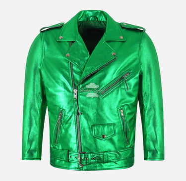 Mens green leather jacket