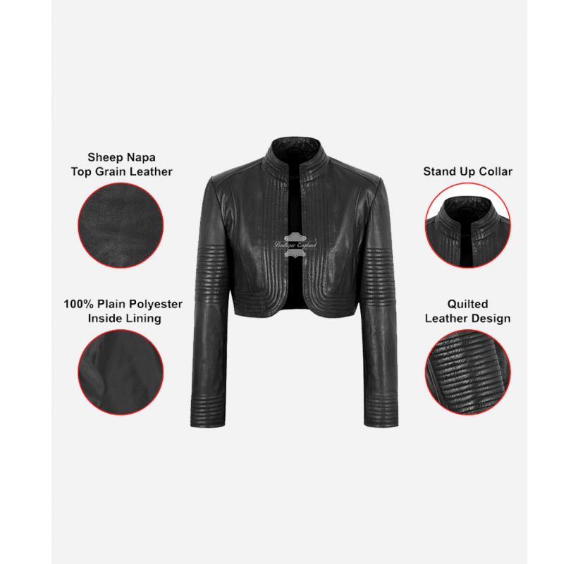 Ashley Woman's Shrug Bolero Jacket Slim-Fit Cropped Black Jacket