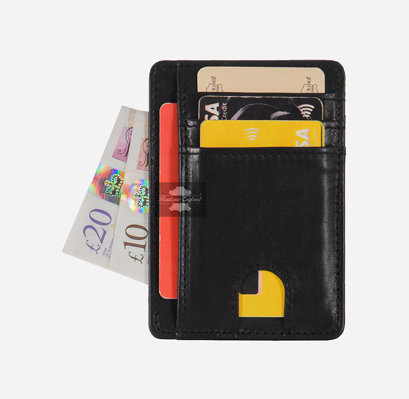 SLIM Card Holder Unisex Leather Slim Money Case Wallet  RFID Protected