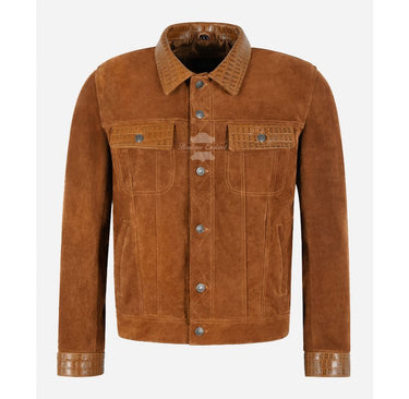 Trucker tan suede Croc Collar Jacket