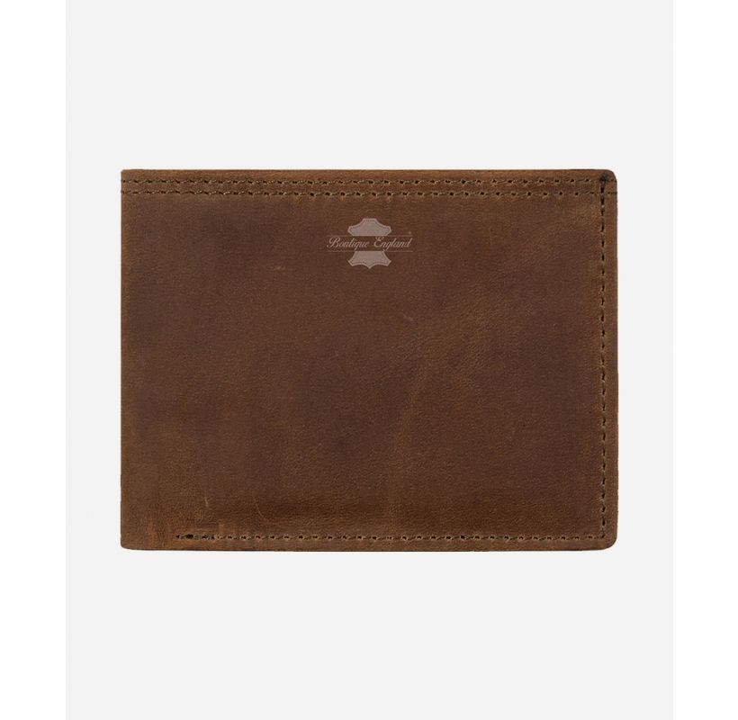 Crazy Horse Leather Bifold Wallet for Dad Multiple Pockets for Cash & Cards