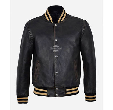 Leather bomber jacket
