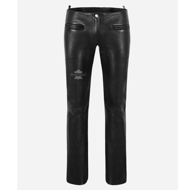 HIPSTER Low Rise Leather Pants Ladies Fashion Designer Leather Pants