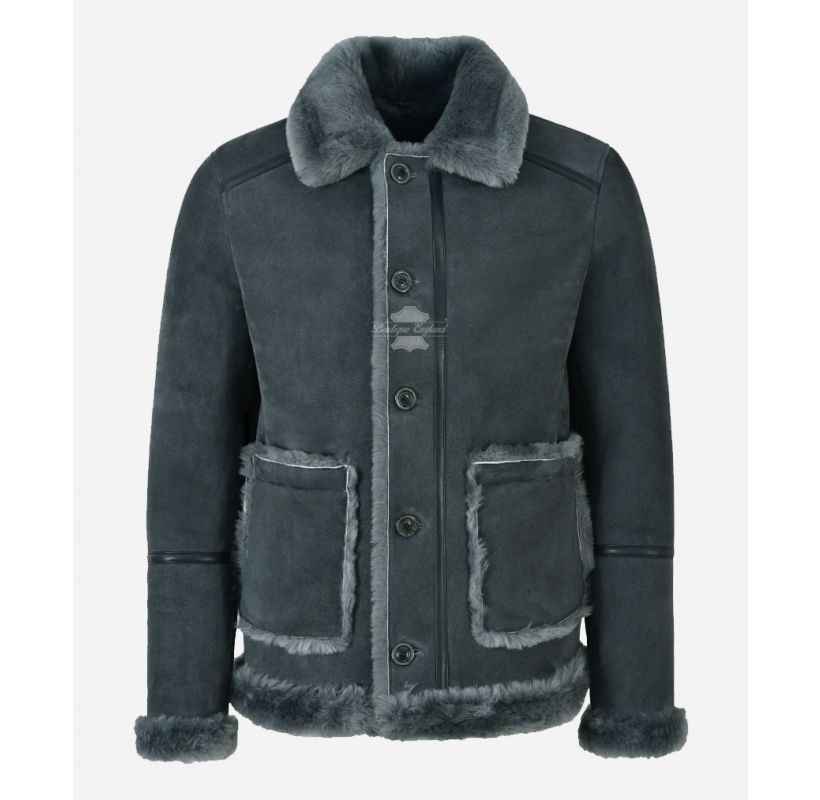 WWII Hero Sheepskin Jacket Vintage Grey Shearling Fur Jacket