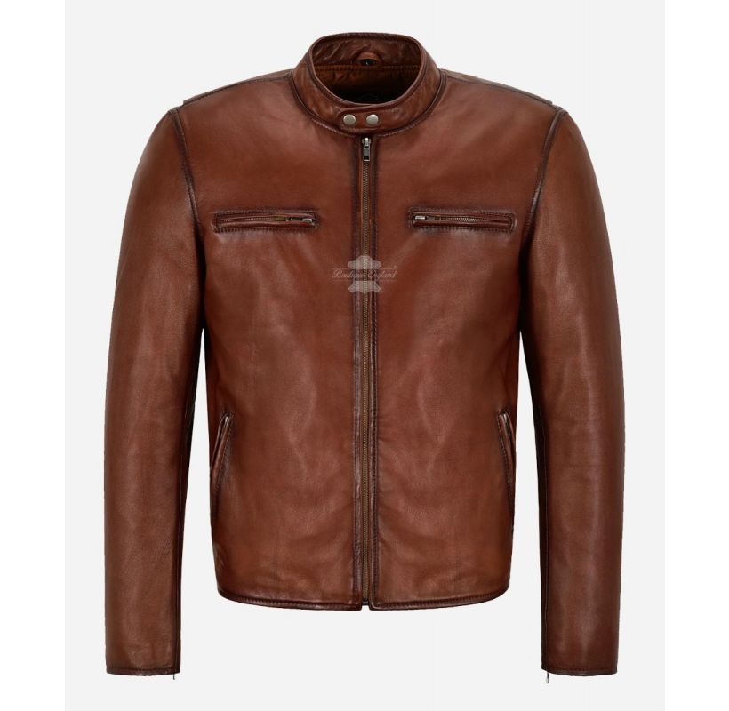 Dark Saddle Leather Jacket For Men's Classic Racer Biker Leather Jacket