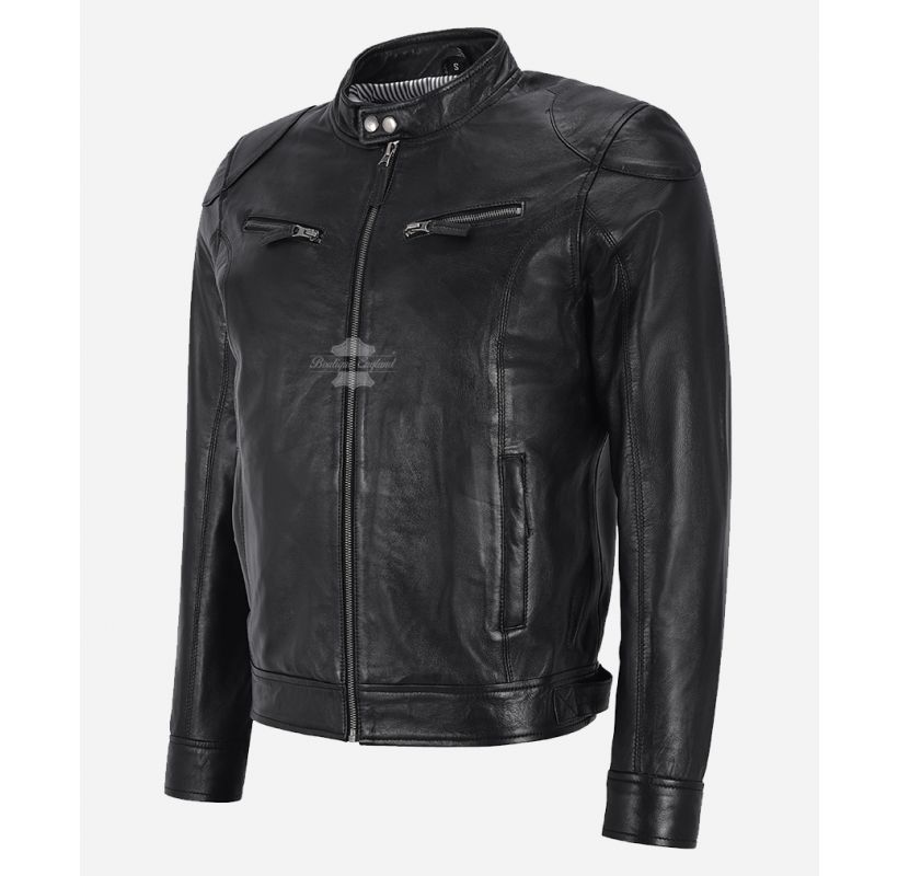 The Minimal Leather Jacket Black Men's Classic Lightweight Leather Jacket