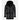 IVAR Men's Sheepskin Duffle Coat Black Shearling Fur Leather Long Hooded Coat