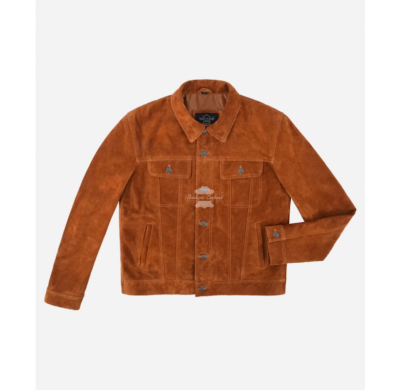 TRUCKER SUEDE JACKET Men's Western Shirt Style Leather Jacket