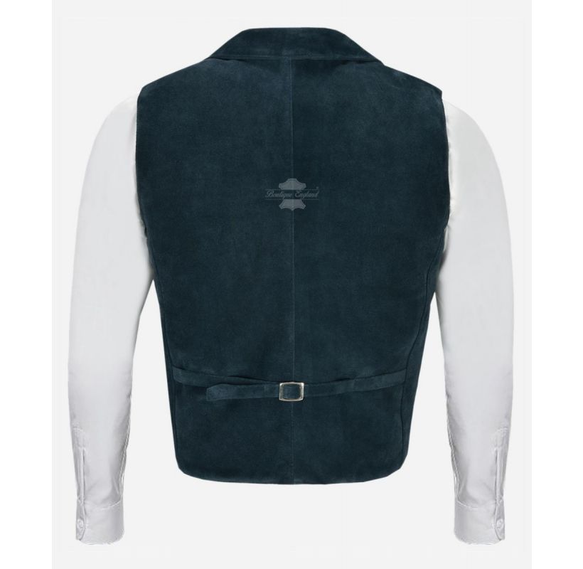 EDWARDIAN SUEDE WAISTCOAT Men's Double Breasted Leather Vest