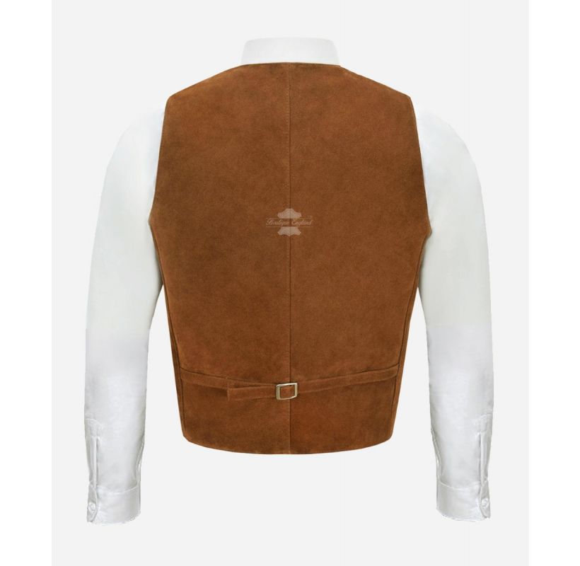 ZEE Suede Leather Waistcoat Men's Western Party Cowboy Vest