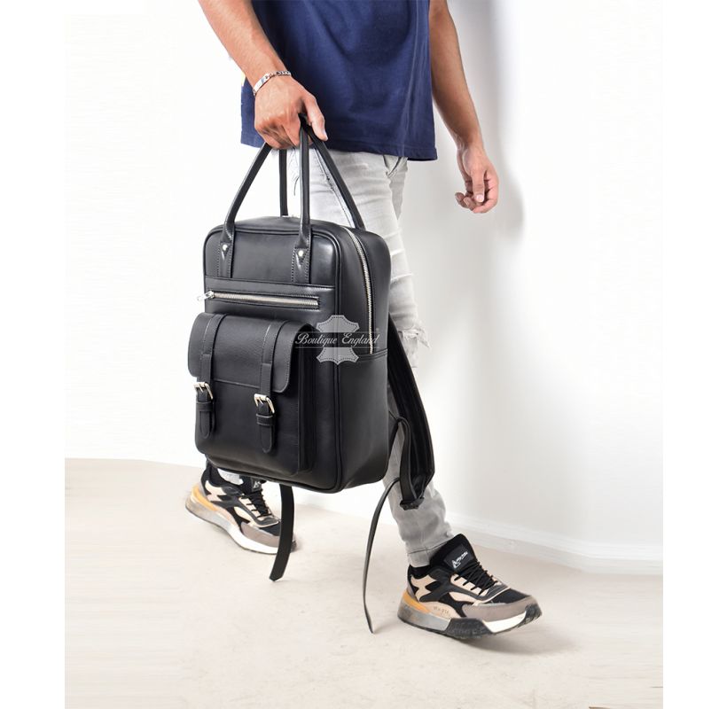 Mens Leather Backpack Laptop Bag Top Handle School College Travel Bag