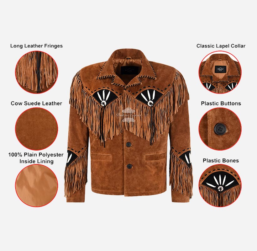 WEST HERITAGE Suede Fringe Jacket Cowboy American Native Jacket
