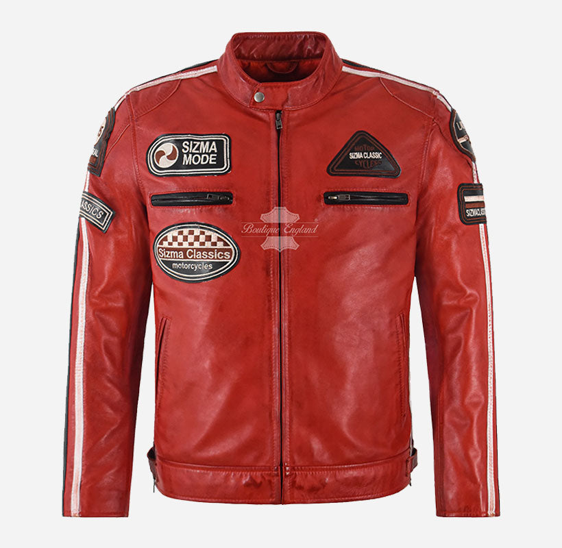 SIZMA MEN'S Leather Biker Jacket SOFT NAPA LEATHER MOTORCYCLE JACKET