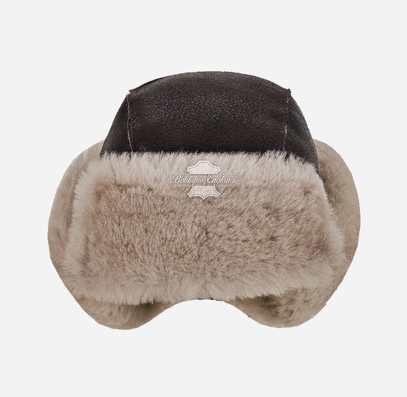 Chapeau Trappeur Homme - Chapka Fourrure Véritable Peau Mouton & Renard - Oreilles Rabattables Chaud Hiver