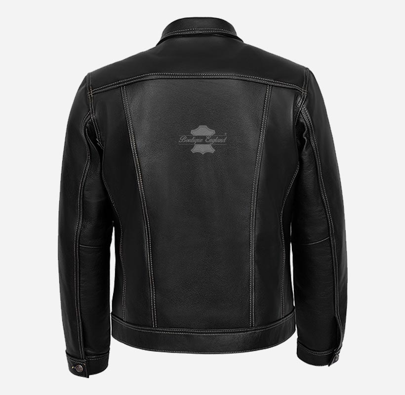 TRUCKER Style Leather Jacket For Men's Classic Leather Shirt Jacket