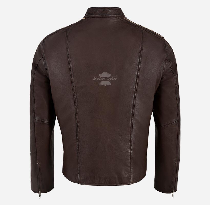 ORION Mens Leather Fashion Jacket Biker Style Leather Jacket