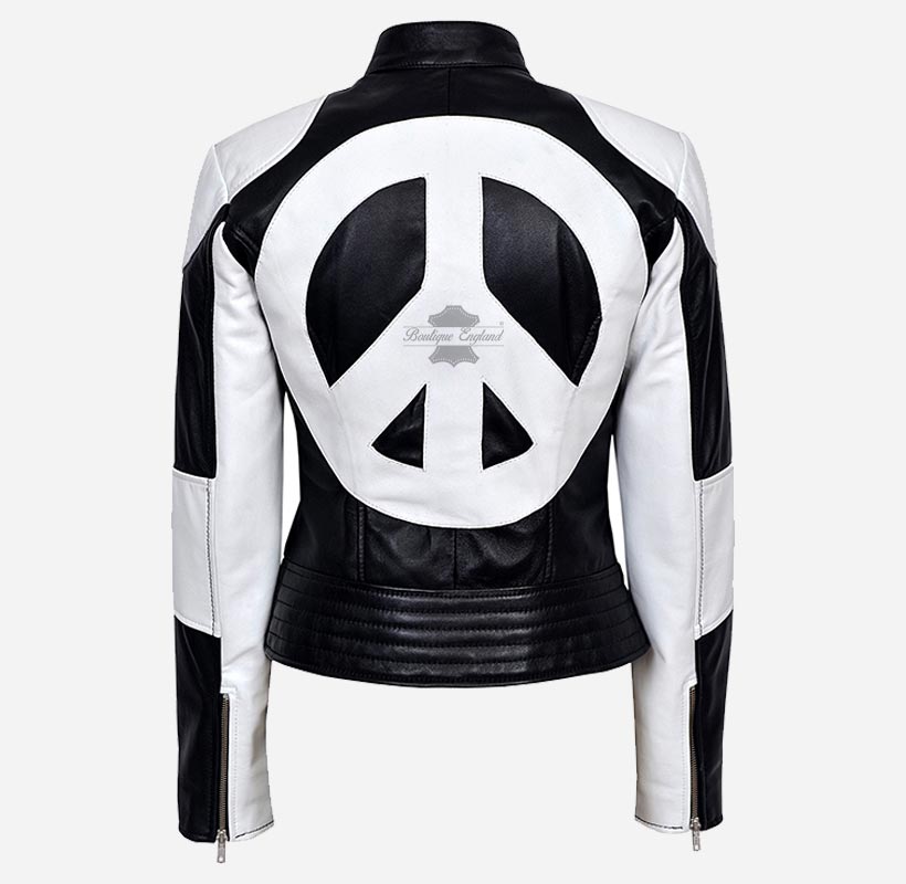 HEART AND PEACE Ladies Biker Leather Jacket