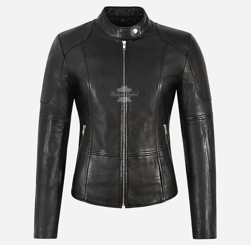 Amabel Ladies Black Leather Jacket Biker Style Leather Jacket