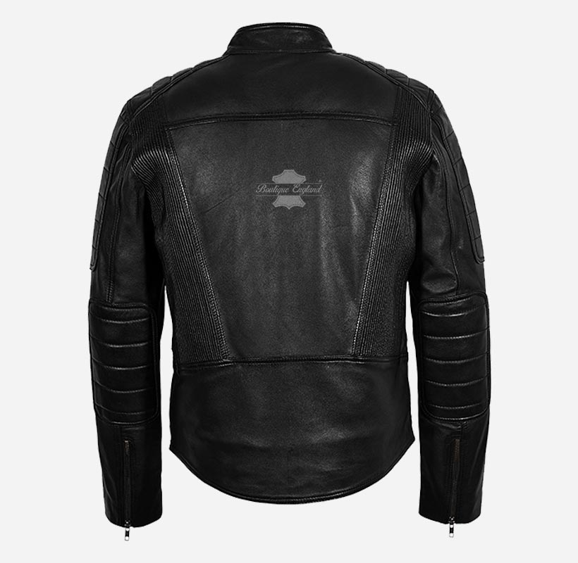 Colby Black Biker Leather Jacket For Men's Soft Lamb Napa Leather