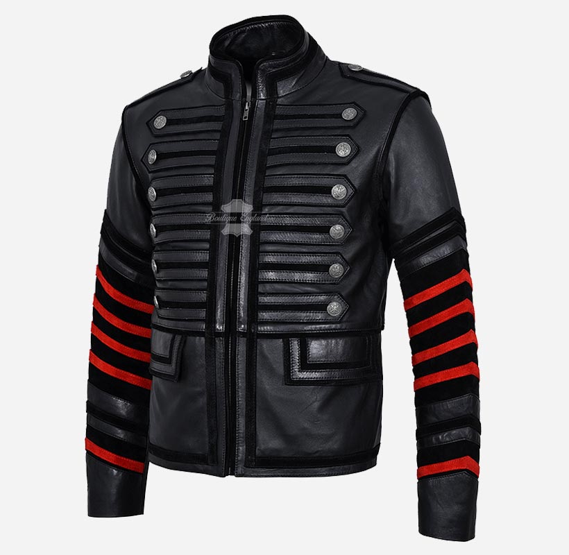 HUSSAR Studded Parade Style Leather Jacket For Mens – Boutique England