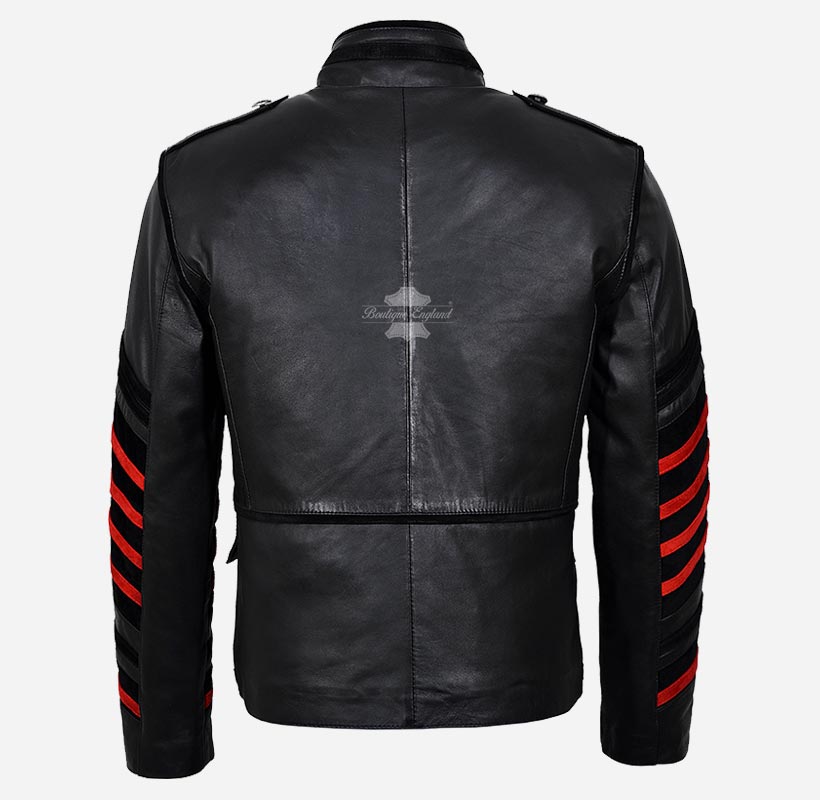 HUSSAR Leather Parade Jacket For Mens Black Studded Leather Jacket