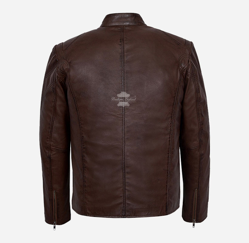 SPEED Men's Biker Leather Jacket 100% Real Leather Biker Jacket