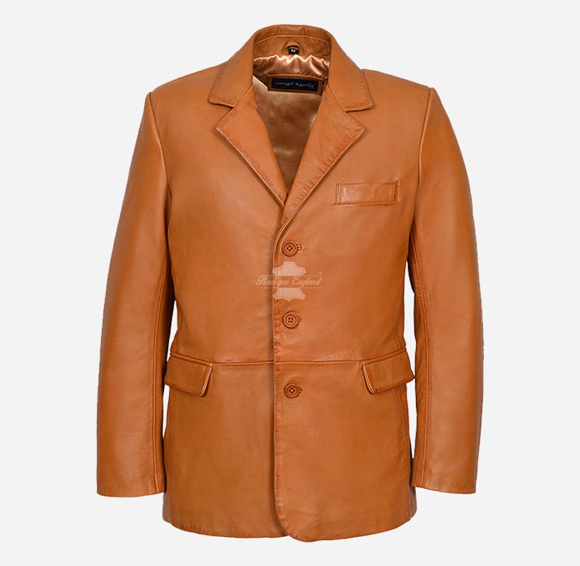 URBANE MEN'S LEATHER BLAZER Classic 3 Button Leather Blazer – Boutique ...