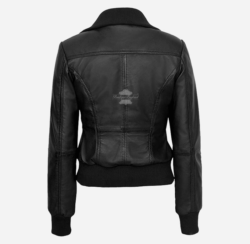 Celestial Ladies Bomber Leather Jacket Slim Fit Leather Jacket
