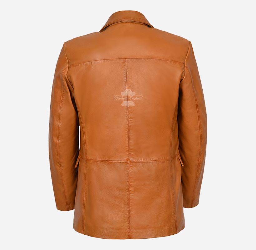 URBANE MEN'S LEATHER BLAZER Classic 3 Button Leather Blazer