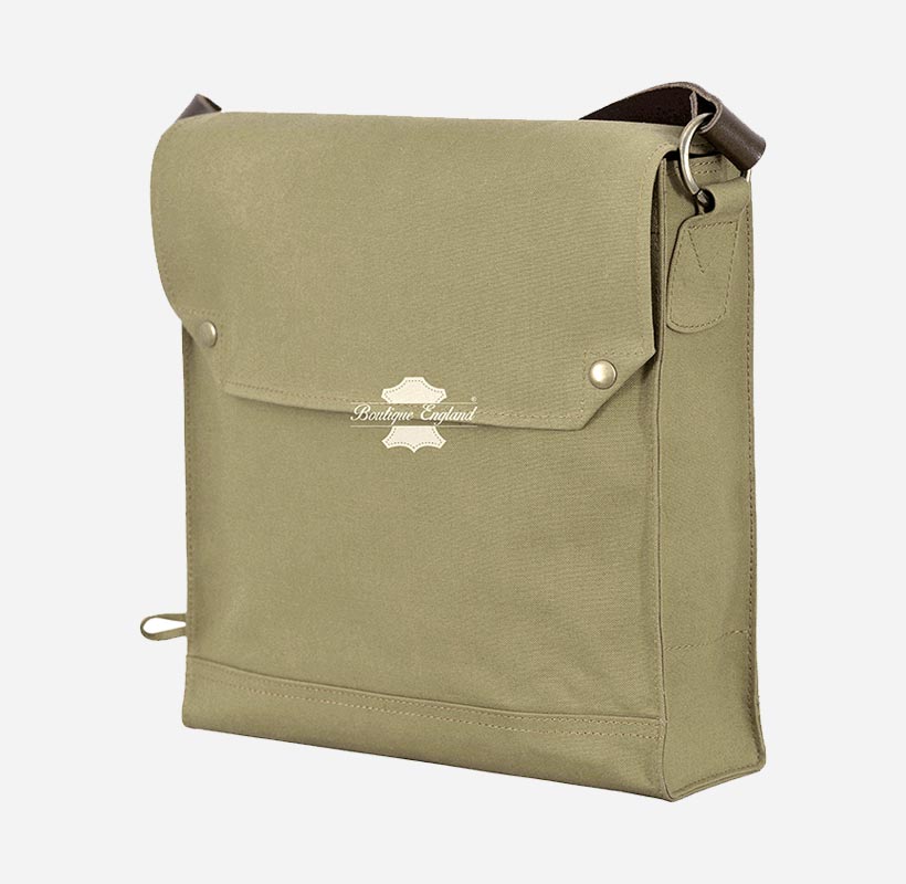 Indiana Jones Bag Mk VII Canvas Leather Strap WWII Gas Mask Bag Satchel