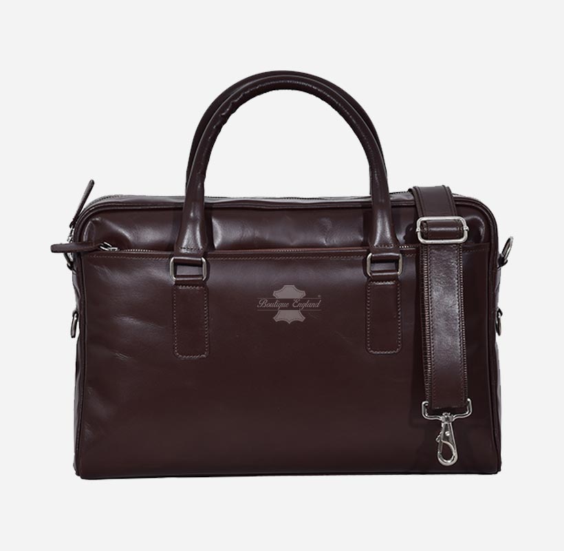 Brown Leather Briefcase Messenger Shoulder Laptop Bag
