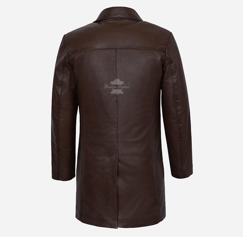 REEFER Men's Leather Coat MILITARY STYLE LONG JACKET