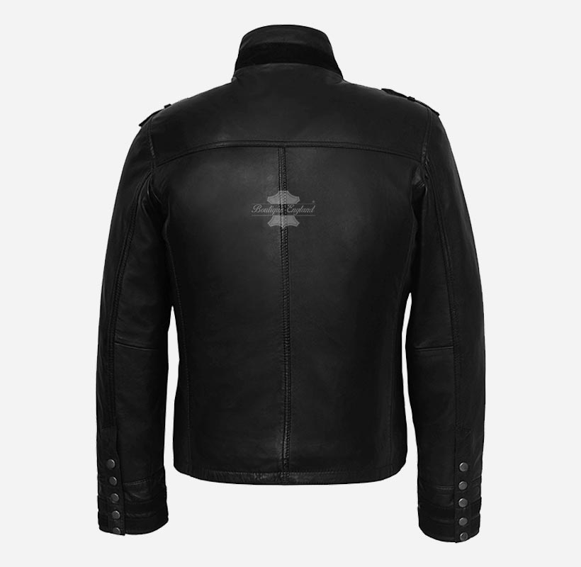 MILITARY Men's Studded Leather Jacket Classic Fashion Jacket