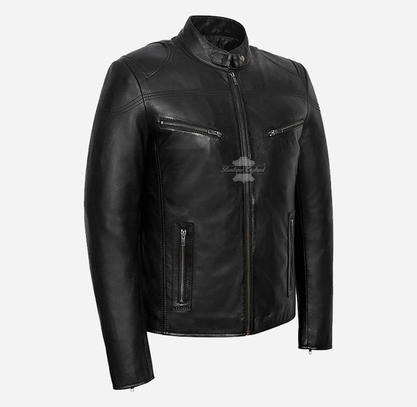 SPEED Men's Biker Leather Jacket Real Leather Biker Fashion Jacket