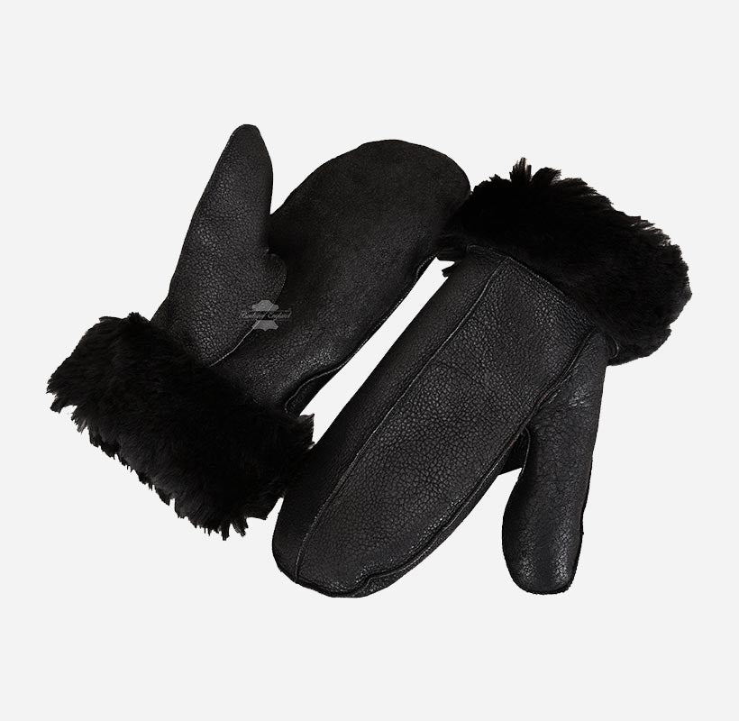 B3 Sheepskin Mitten Gloves Thick Real Shearling Leather Winter Gloves –  Boutique England