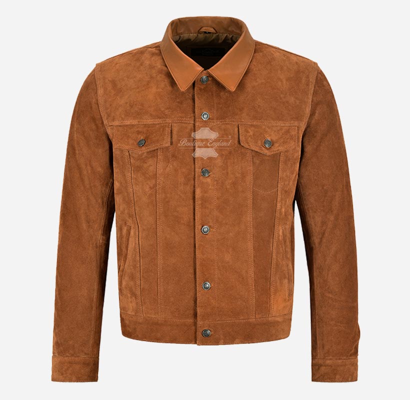 HAULER Men Suede Jacket Classic Western Leather Collared Shacket