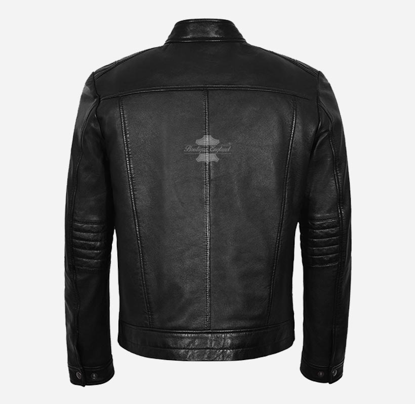 OAKVALE Men's Black Leather Biker Jacket Casual Fashion Jacket