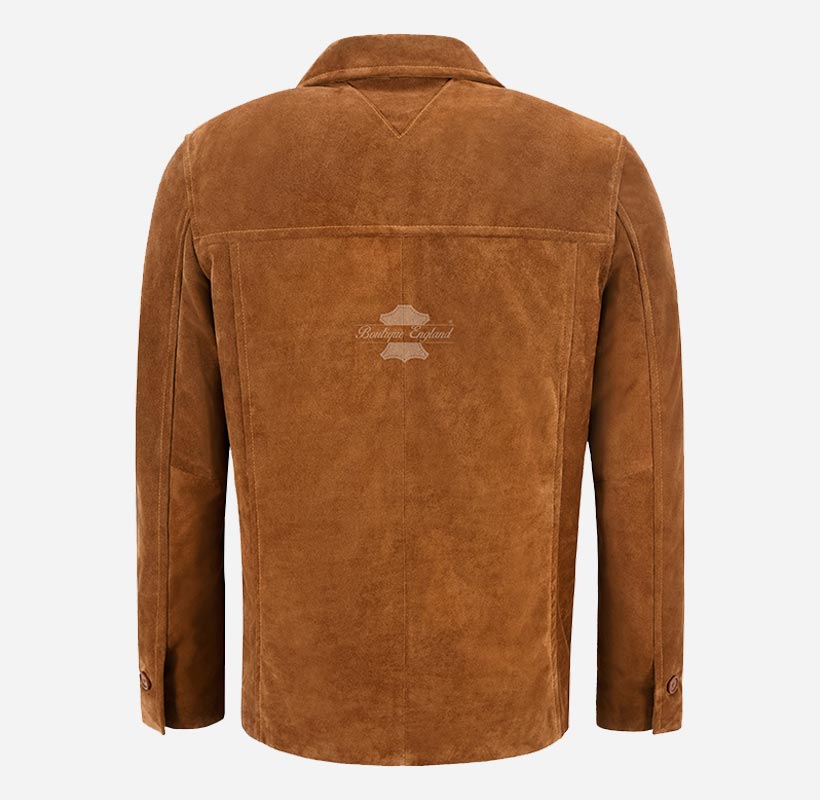 BRANT Men Box Leather Jacket Classic Regular Fit Suede Blazer
